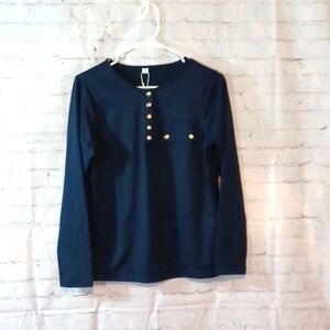 Womans Made With Love Blue Crop Top Top NWT S